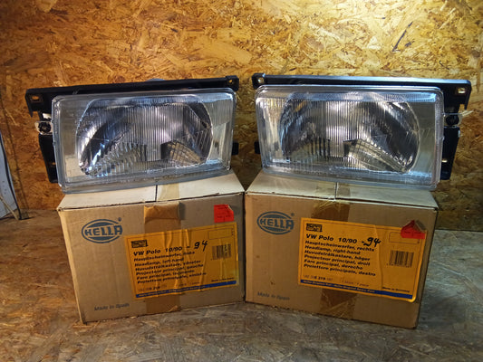 VW Polo 10/90-94 Satz Hauptscheinwerfer R+L original Hella NEU