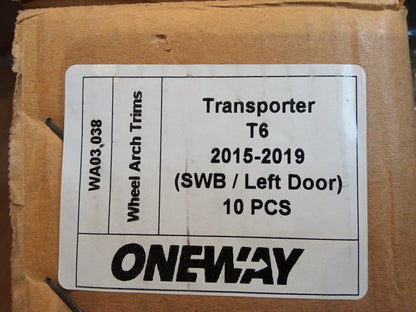 Oneway Satz Radlaufleisten passend für Volkswagen Transporter T6 2015-2019 (Kurzer Radstand/Schiebetür links) - Mattschwarz