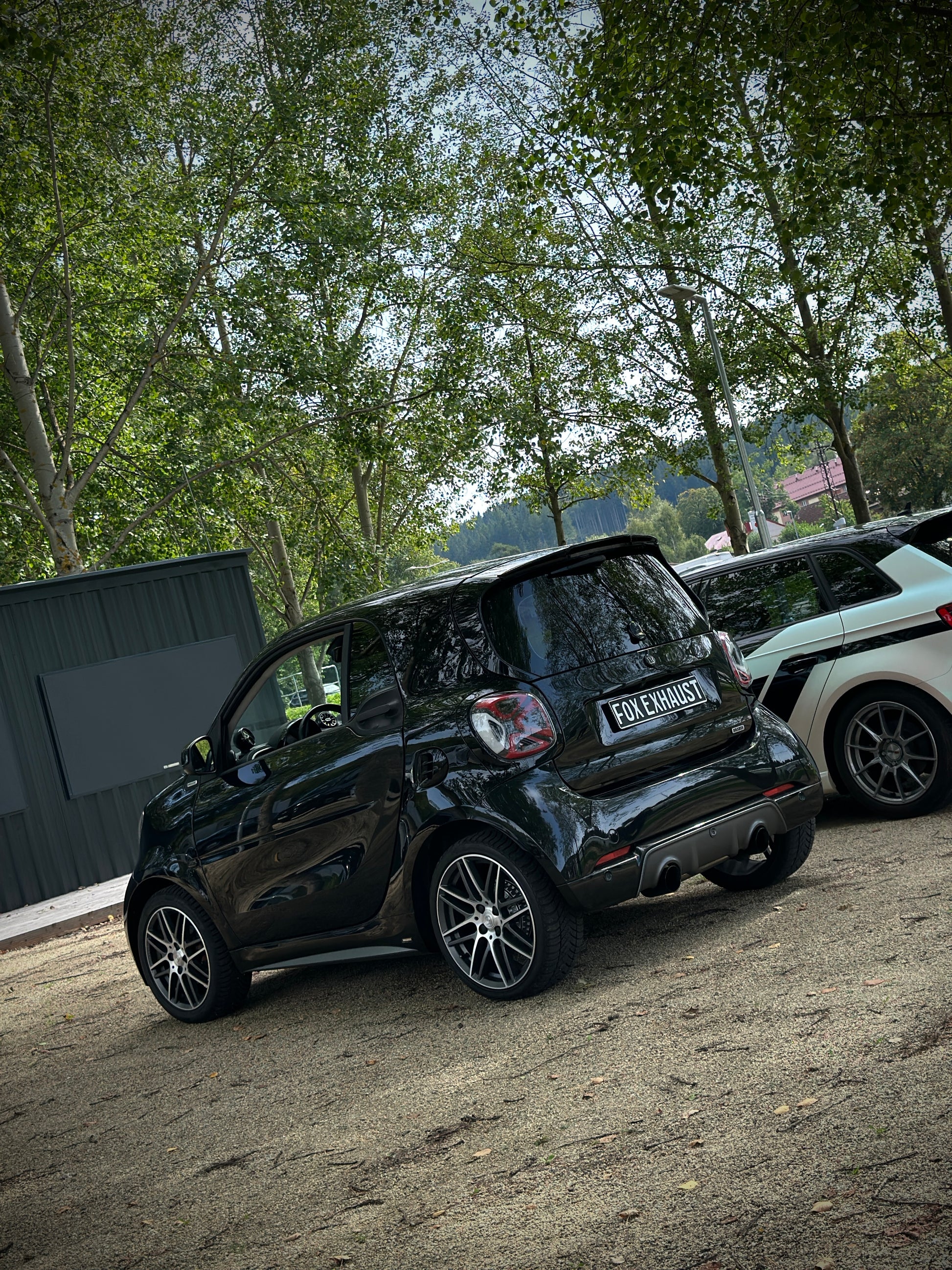Smart Fortwo 453 Brabus Coupe & Cabrio Endschalldämpfer quer Ausgang rechts/links inkl. Flexstück - 1x90 Typ 25 rechts/lin...