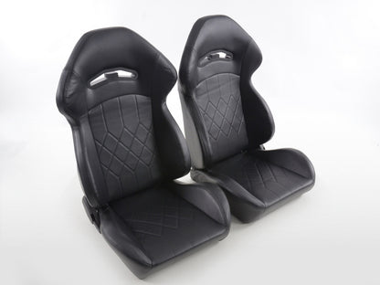 FK Sportsitze Auto Halbschalensitze Set Kunstleder schwarz Naht schwarz