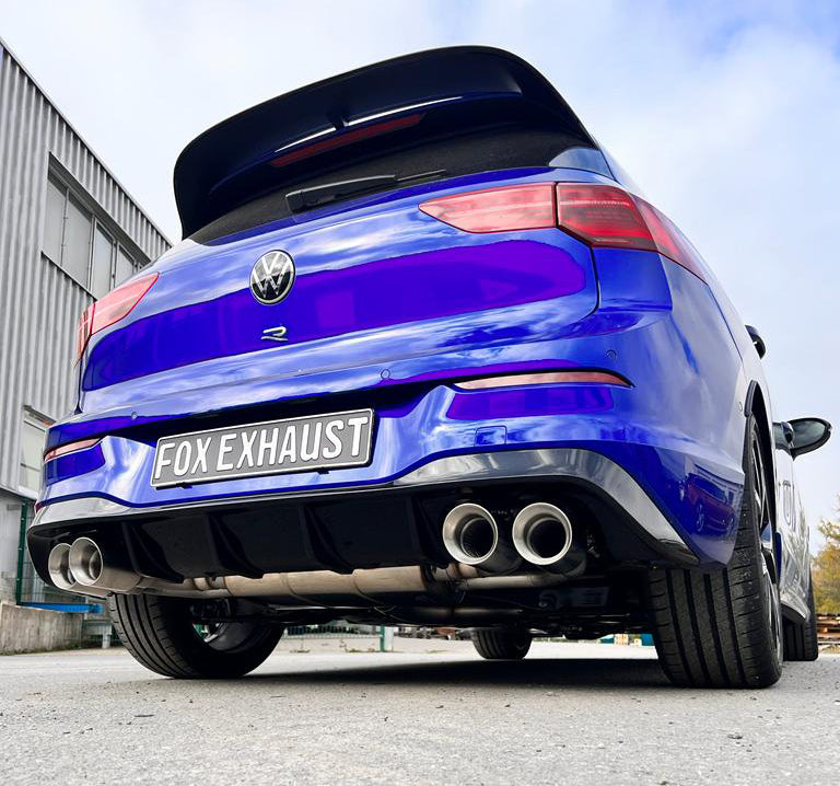 VW Golf 8 R Halbanlage ab OPF - 2x100 Typ 25 rechts/links mit perforierten Innenleben - mit 2 elektronischen Klappen