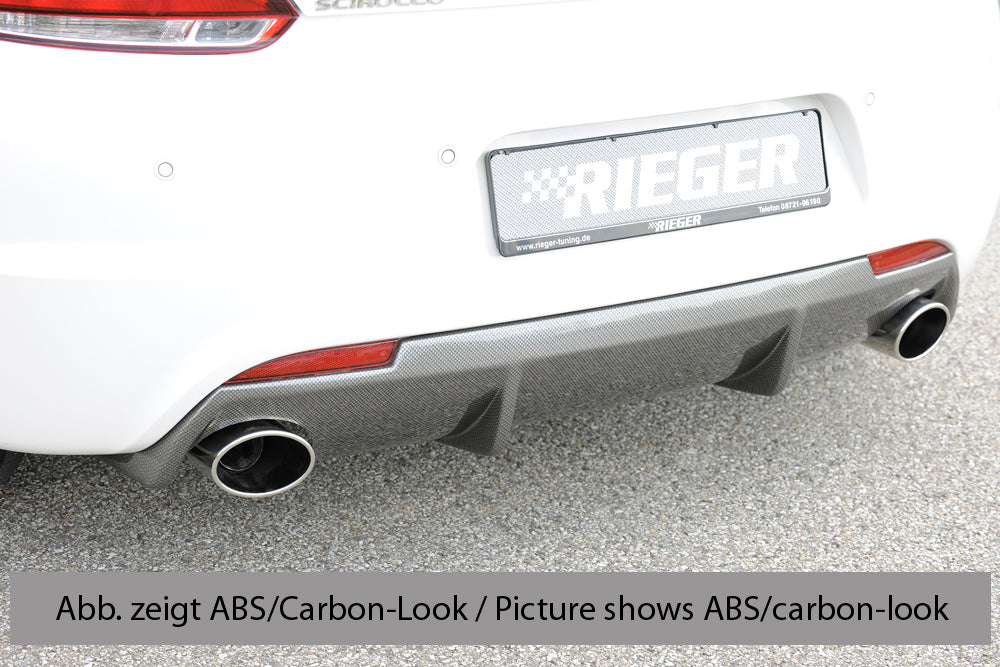 VW Scirocco 3 (13) Rieger Heckeinsatz für R-Line Heckschürze  für Sportendrohr li. u. re., (126x94mm oval), ABS, für Fzg. mit R-Line Exterieur, 
inkl. Montagezubehör, Gutachten