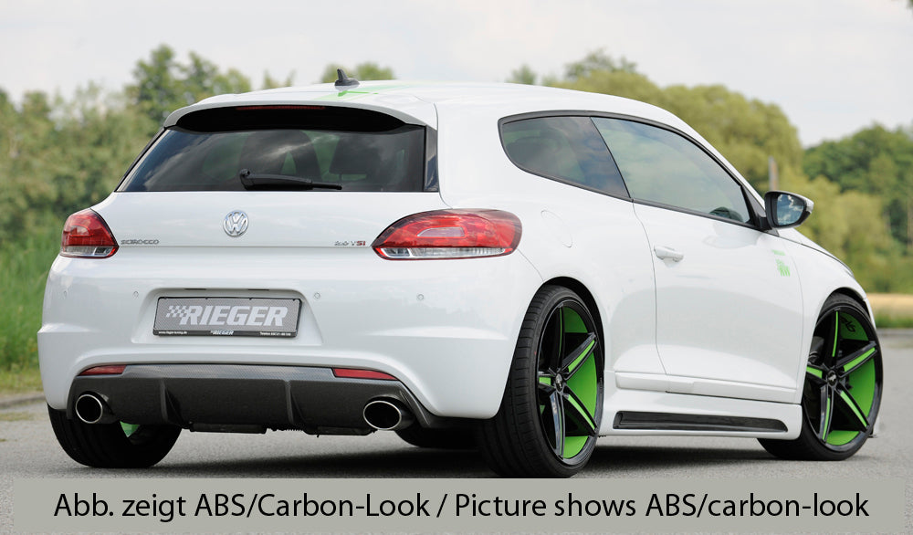 VW Scirocco 3 (13) Rieger Heckeinsatz für R-Line Heckschürze  für Sportendrohr li. u. re., (126x94mm oval), ABS, für Fzg. mit R-Line Exterieur, 
inkl. Montagezubehör, Gutachten