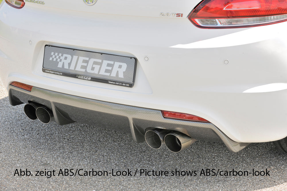 VW Scirocco 3 (13) Rieger Heckeinsatz für R-Line Heckschürze  für Doppelendrohr li. u. re., (4x90mm ø), ABS, für Fzg. mit R-Line Exterieur, 
inkl. Montagezubehör, Gutachten