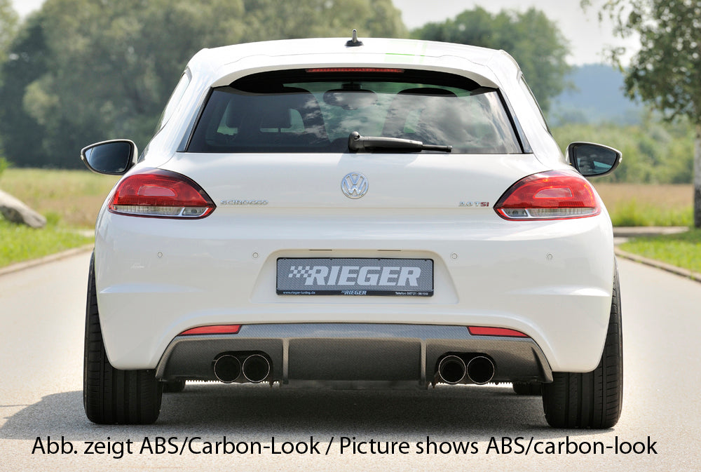 VW Scirocco 3 (13) Rieger Heckeinsatz für R-Line Heckschürze  für Doppelendrohr li. u. re., (4x90mm ø), ABS, für Fzg. mit R-Line Exterieur, 
inkl. Montagezubehör, Gutachten