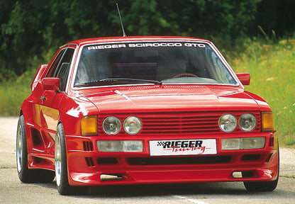 VW Golf 1 Rieger Spoilerstoßstange Breitbau I Golf 1/Scir. 1 auch Breitbau II mit Aussparung für NSW, GFK, 
Gutachten, Montagezubehör