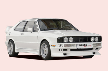 VW Golf 1 Rieger Spoilerstoßstange Breitbau I Golf 1/Scir. 1 auch Breitbau II mit Aussparung für NSW, GFK, 
Gutachten, Montagezubehör
