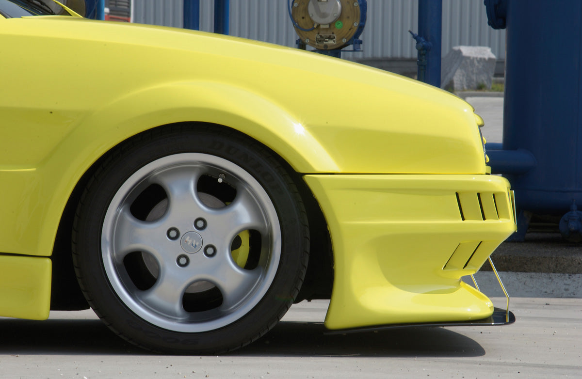 VW Corrado (53I) Rieger Spoilerstoßstange Breitbau I für Bausatz mit GFK-Kotflügel mit Aussparung für NSW, GFK, 
Gutachten, Montagezubehör