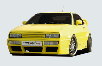 VW Corrado (53I) Rieger Spoilerstoßstange RS-Four Look nur G60 und 16V mit Lüftungsschlitzen, mit Aussparung für NSW, ABS, 
inkl. Alugitter, Gutachten, Montagezubehör