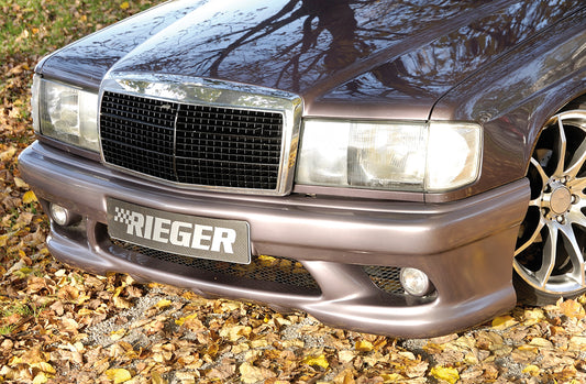 Mercedes 190 (W201) Rieger Spoilerstoßstange    mit Aussparung für NSW, ABS, 
inkl. Alugitter, Montagezubehör, ABE