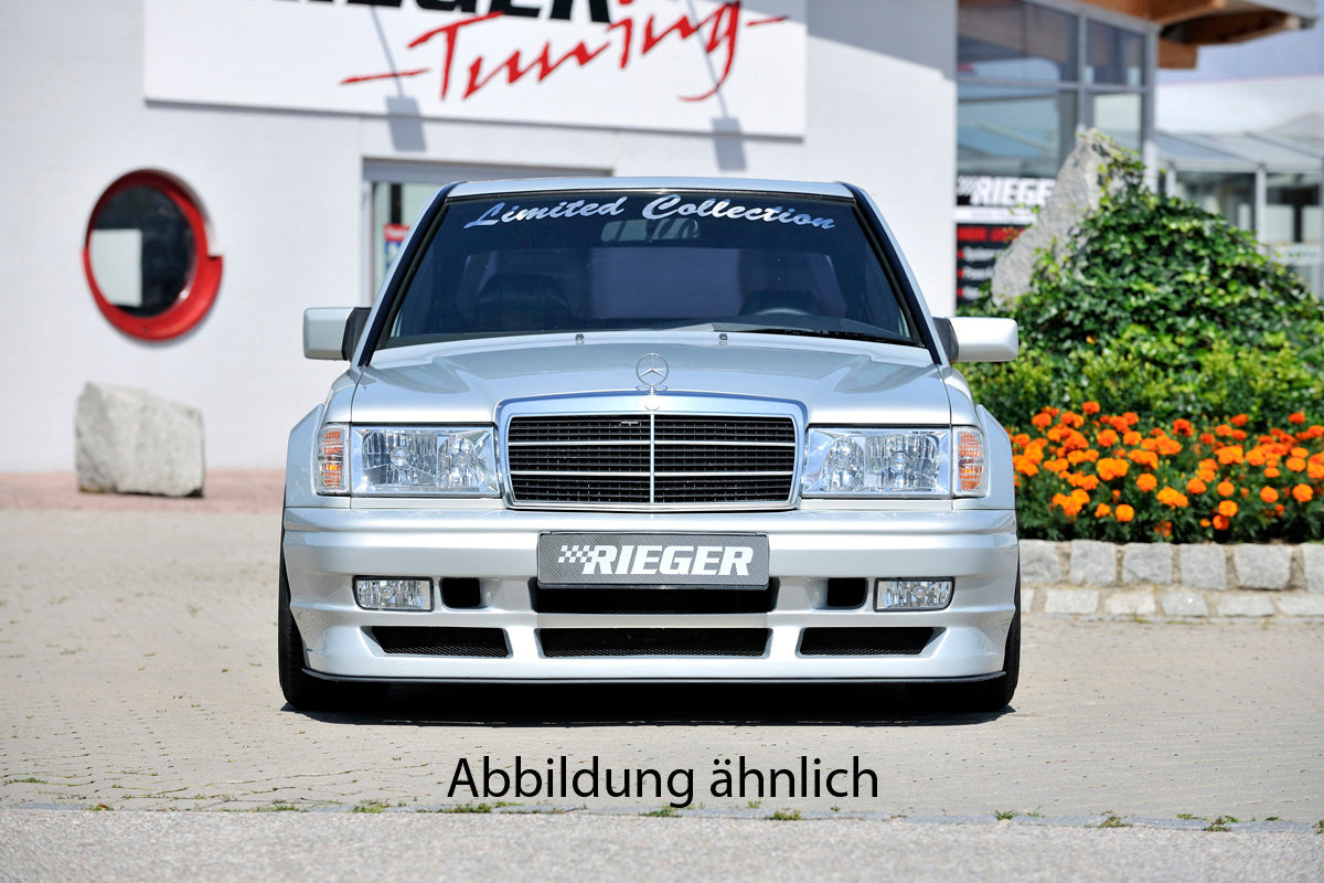 Mercedes 190 (W201) Rieger Spoilerstoßstange Breitbau II für SEC-Haube mit Aussparung für NSW, GFK, 
inkl. Montagezubehör