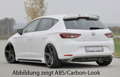 Seat Leon (5F) Rieger Seitenschweller  links, mit Schacht, mit Ausschnitt, ABS, 
inkl. Alugitter, Montagezubehör, Gutachten