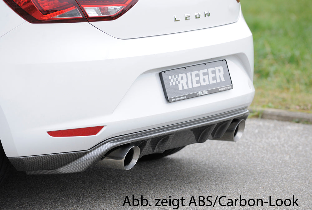 Seat Leon (5F) Rieger Heckschürzenansatz  für Sportendrohr li. u. re., (100mm ø), ABS, 
inkl. Montagezubehör, Gutachten