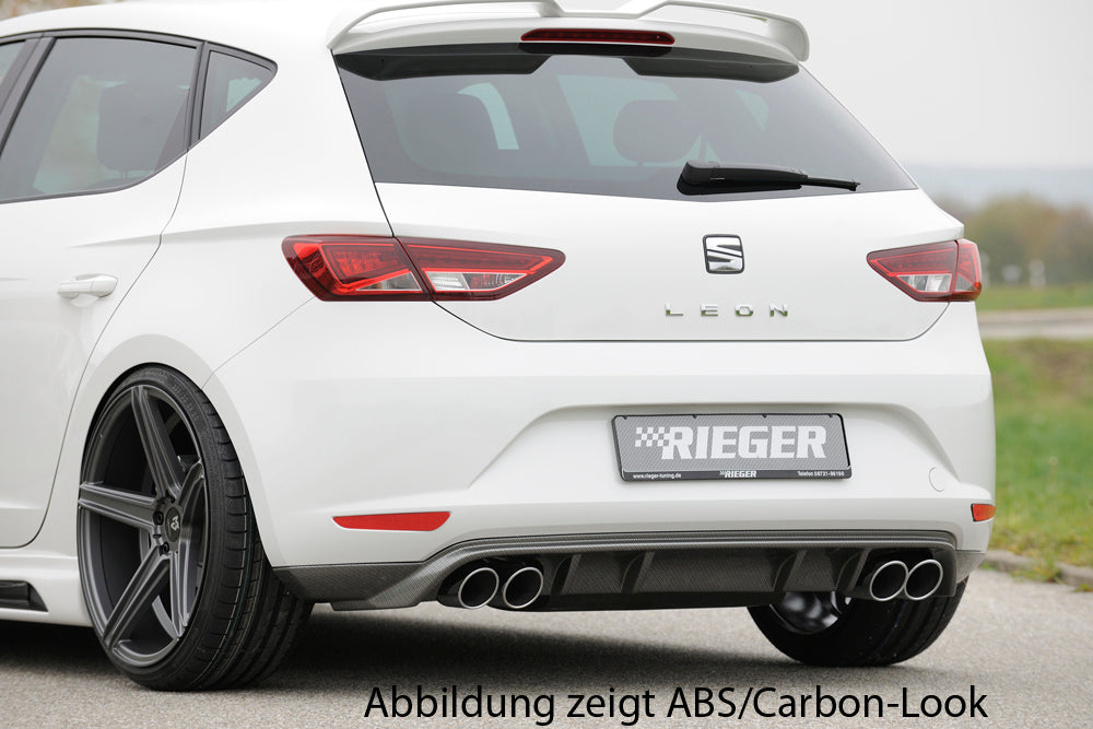 Seat Leon (5F) Rieger Heckschürzenansatz  für Doppelendrohr li. u. re., ABS, 
inkl. Montagezubehör, Gutachten