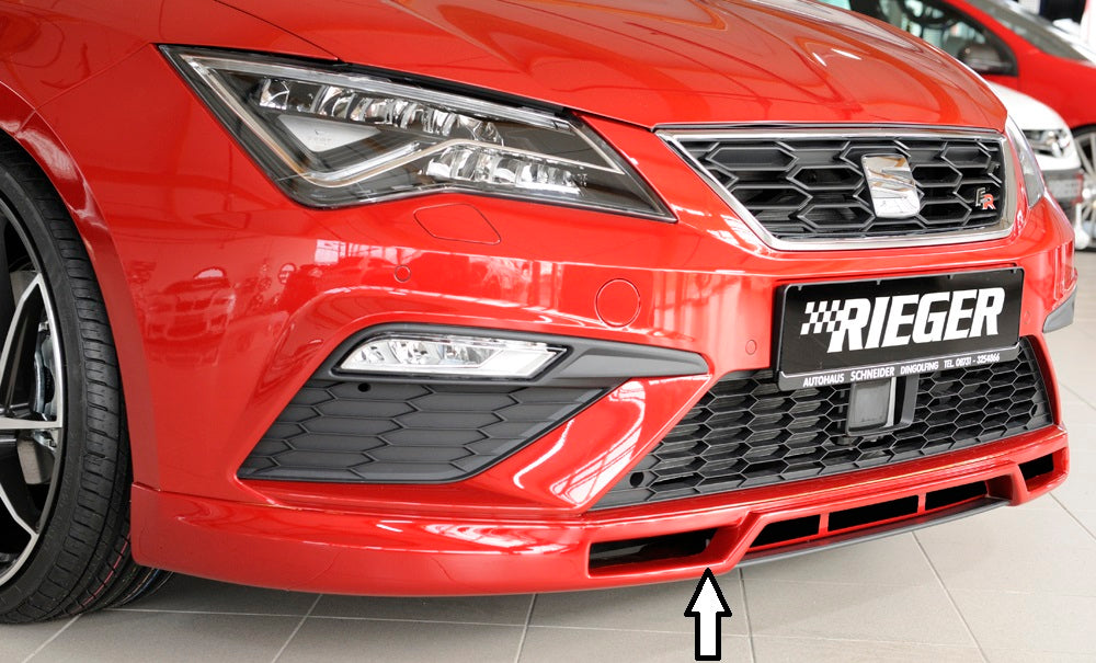 Seat Leon Cupra (5F) Rieger Spoilerlippe  mit zusätzlichen Lüftungsschlitzen, ABS, 
inkl. Montagezubehör, Alugitter, ABE