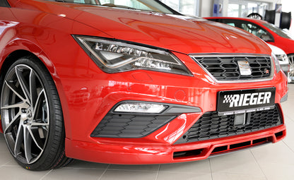 Seat Leon Cupra (5F) Rieger Spoilerlippe  mit zusätzlichen Lüftungsschlitzen, ABS, 
inkl. Montagezubehör, Alugitter, ABE