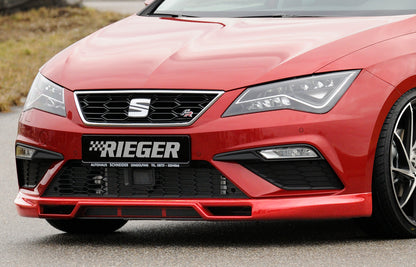 Seat Leon Cupra (5F) Rieger Spoilerlippe  mit zusätzlichen Lüftungsschlitzen, ABS, 
inkl. Montagezubehör, Alugitter, ABE