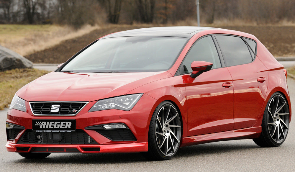 Seat Leon Cupra (5F) Rieger Spoilerlippe  mit zusätzlichen Lüftungsschlitzen, ABS, 
inkl. Montagezubehör, Alugitter, ABE