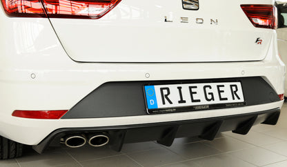 Seat Leon FR (5F) Rieger Heckeinsatz für Fzg. ohne Anhängekupplung für Doppelendrohr li., ABS, 
inkl. Montagezubehör, Gutachten