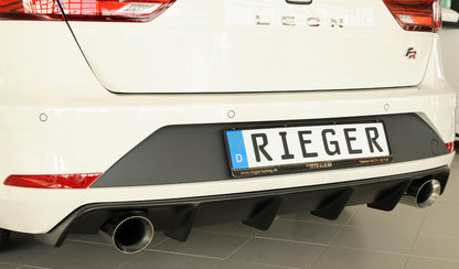 Seat Leon FR (5F) Rieger Heckeinsatz für Fzg. ohne Anhängekupplung für Sportendrohr li. u. re., (100mm ø), ABS, 
inkl. Montagezubehör, Gutachten