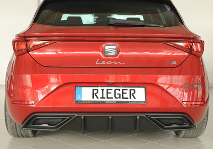 Seat Leon (KL) Rieger Heckeinsatz für orig. ESD für orig. Endschalldämpfer, ohne Endrohraussparung, ABS, 
inkl. Alugitter,...