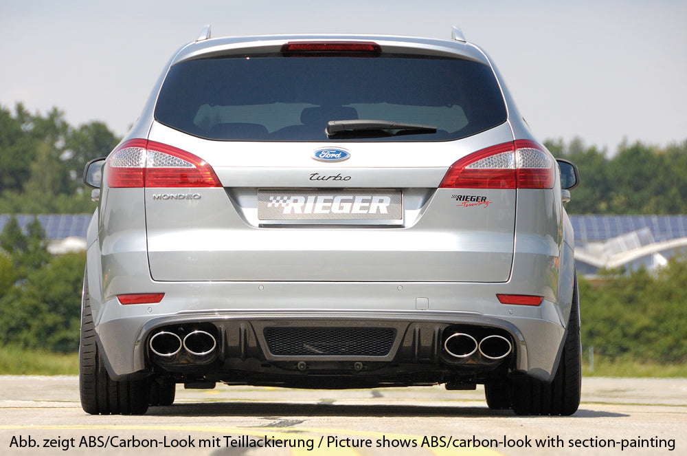 Ford Mondeo (BA7) Rieger Heckschürzenansatz SG-Design  für Doppelendrohr li. u. re., ABS, 
inkl. Montagezubehör, Alugitter