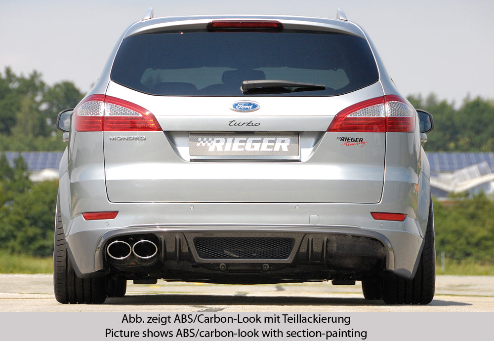 Ford Mondeo (BA7) Rieger Heckschürzenansatz SG-Design  für Doppelendrohr li., ABS, 
inkl. Montagezubehör, Alugitter