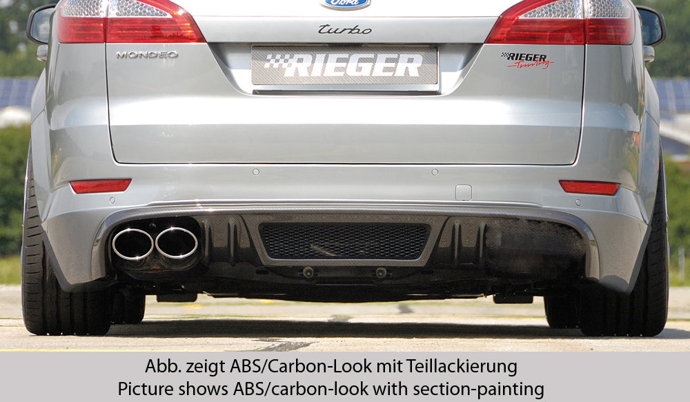 Ford Mondeo (BA7) Rieger Heckschürzenansatz SG-Design  für Doppelendrohr li., ABS, 
inkl. Montagezubehör, Alugitter