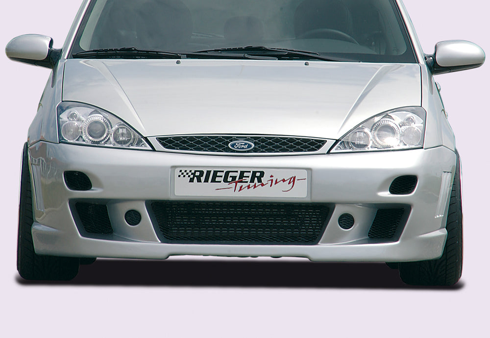 Ford Focus 1 Rieger Spoilerstoßstange -> ab Modell 11/2001 mit zusätzlichen Lüftungsschlitzen, mit seitlichen Rippen, ABS, 
inkl. Alugitter, Montagezubehör, ABE
