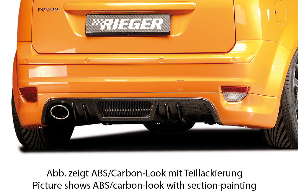 Ford Focus 2 Rieger Heckschürzenansatz  für Endrohr li., ABS, 
inkl. Montagezubehör, Alugitter, Gutachten
