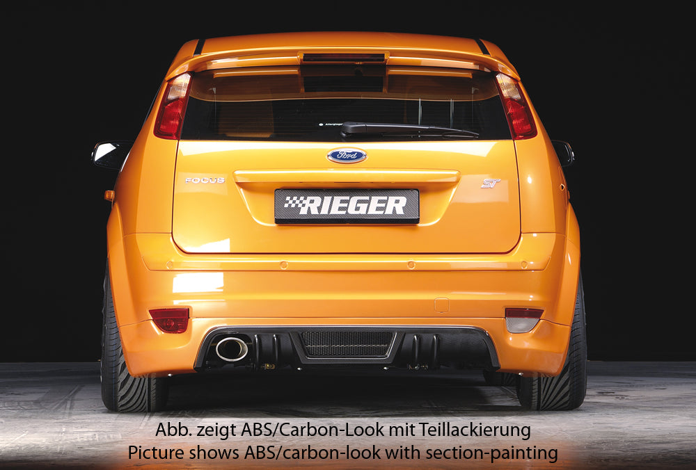 Ford Focus 2 Rieger Heckschürzenansatz  für Endrohr li., ABS, 
inkl. Montagezubehör, Alugitter, Gutachten