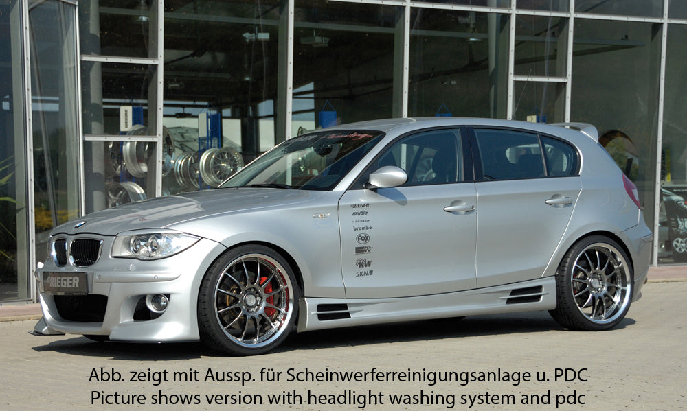 BMW 1er E87  (187 / 1K2/1K4) Rieger Spoilerstoßstange    ABS, für Fzg. mit Scheinwerferreinigungsanlage, 
inkl. Montagezubehör, ABE