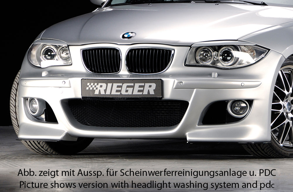 BMW 1er E87  (187 / 1K2/1K4) Rieger Spoilerstoßstange    ABS, für Fzg. mit Scheinwerferreinigungsanlage, 
inkl. Montagezubehör, ABE