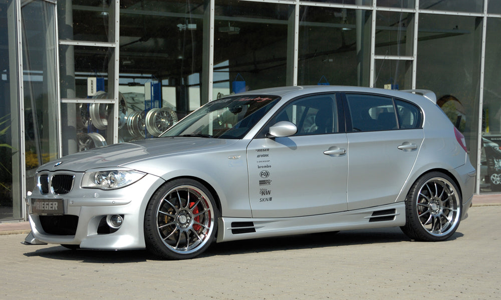 BMW 1er E87  (187 / 1K2/1K4) Rieger Spoilerstoßstange    ABS, für Fzg. mit Scheinwerferreinigungsanlage, Einparkhilfe (PDC), 
inkl. Montagezubehör, ABE