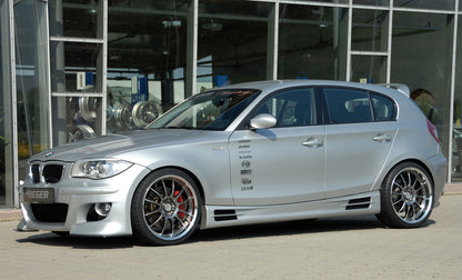 BMW 1er E87  (187 / 1K2/1K4) Rieger Seitenschweller  rechts, mit Schacht und 2 Ausschnitten, ABS, 
inkl. Gutachten, Montagezubehör, Alugitter