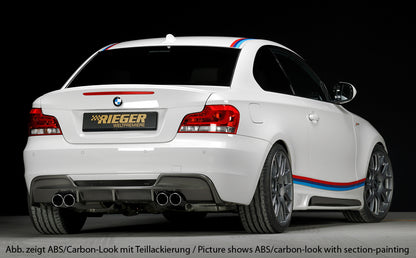BMW 1er E82, E88  (182 / 1C) Rieger Heckeinsatz  für Doppelendrohr li. u. re., (4x80mm ø), ABS, für Fzg. mit M-Technik, 
inkl. Alugitter, Montagezubehör, Gutachten