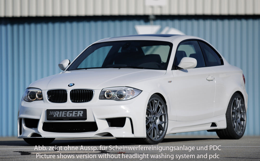 BMW 1er E81  (187/1K2/1K4) Rieger Spoilerstoßstange für hohe Version der SWRA ABS, für Fzg. mit Scheinwerferreinigungsanlage, Einparkhilfe (PDC), 
inkl. Montagezubehör, Alugitter, ABE