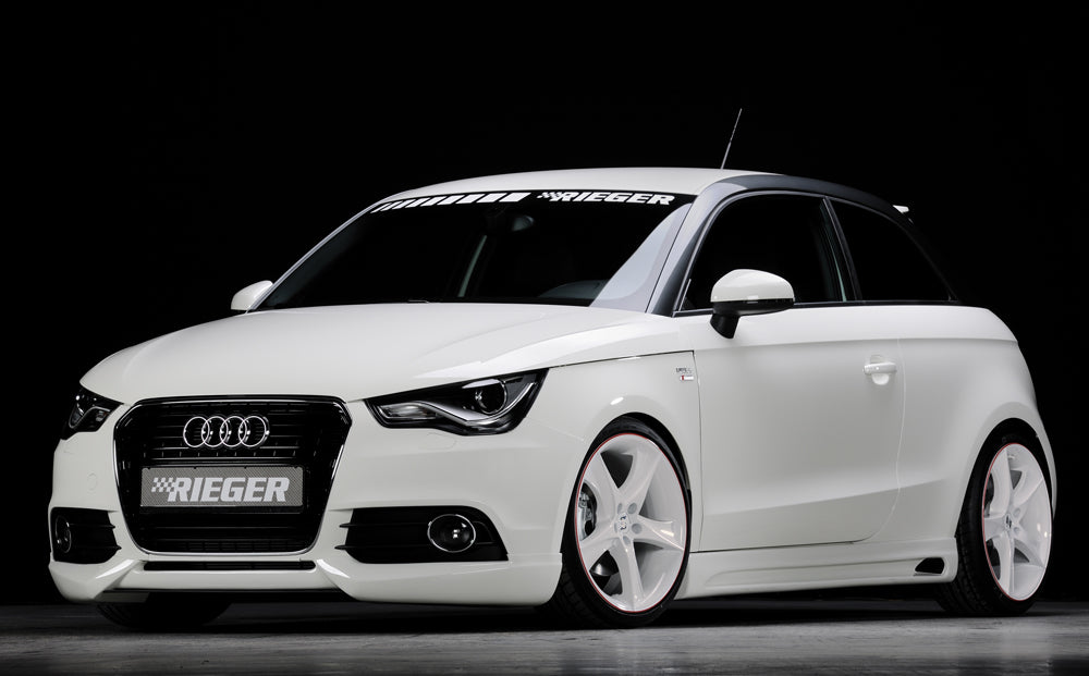 Audi A1 (8X) Rieger Seitenschweller  links, mit Schacht, mit Ausschnitt, ABS, für Fzg. mit S-Line Exterieur und ohne S-Line Exterieur, 
inkl. Alugitter, Montagezubehör, Gutachten