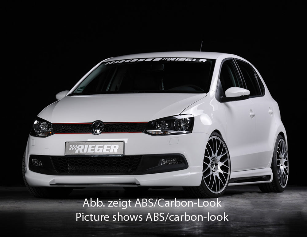 VW Polo 6 (6R) Rieger Seitenschweller  rechts, mit Schacht, mit Ausschnitt, ABS, 
inkl. Alugitter, Montagezubehör