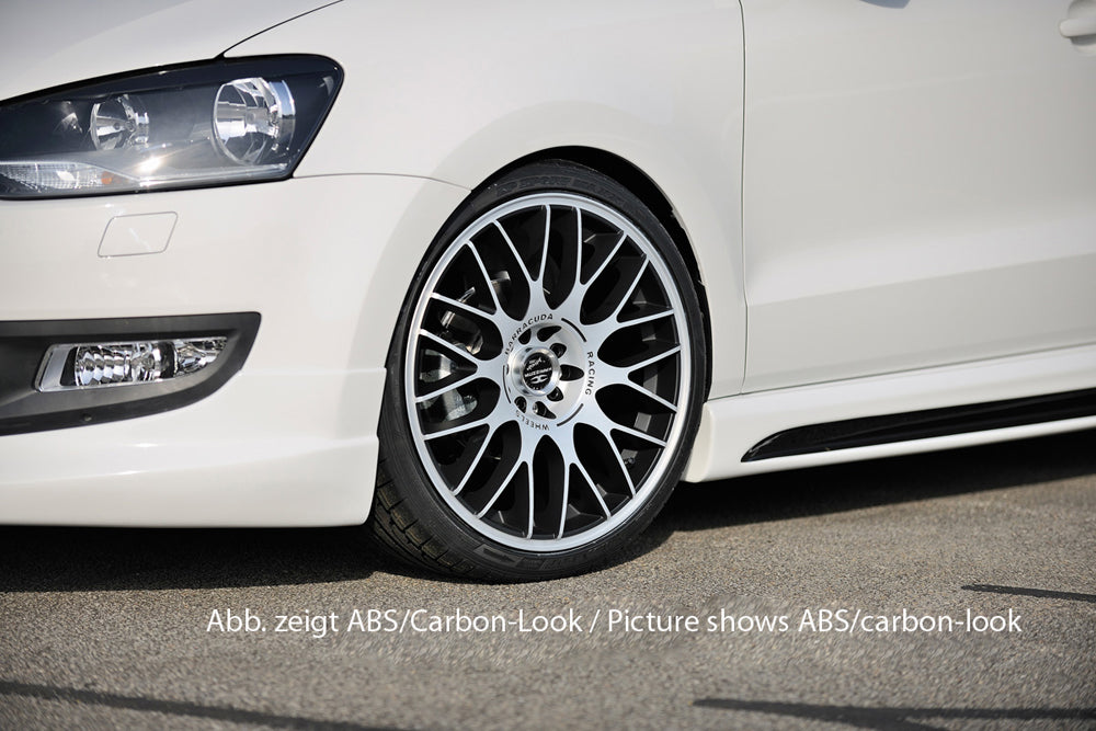 VW Polo 6 (6R) Rieger Seitenschweller  rechts, mit Schacht, mit Ausschnitt, ABS, 
inkl. Alugitter, Montagezubehör