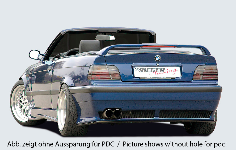 BMW 3er E36 Rieger Heckschürze  ABS -  für Fzg. mit Einparkhilfe
inkl. Gutachten, Montagezubehör