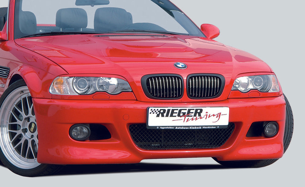 BMW 3er E46 Rieger Spoilerstoßstange   -> nicht für 330 Diesel  wegen Luftschacht mit Halter f. orig. M-Technik-NSW, ABS, 
inkl. Alugitter, Gutachten, Montagezubehör