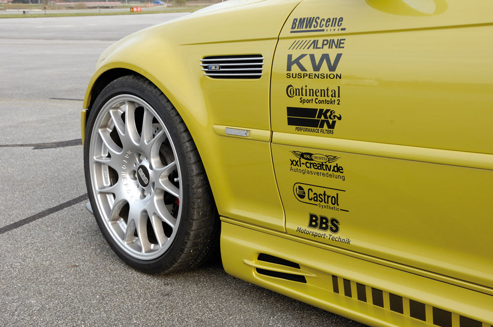 BMW 3er E46 Rieger Seitenschweller (185mm) -> nicht für Touring tiefe Version, links, mit Schacht und 2 Ausschnitten, ABS, 
inkl. Alugitter, Gutachten, Montagezubehör