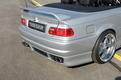 BMW 3er E46 Rieger Heckschürze   Cabrio Facelift ABS, für Fzg. mit Einparkhilfe (PDC), 
inkl. Alugitter, Gutachten, Montagezubehör