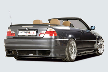 BMW 3er E46 Rieger Heckschürze   Cabrio Facelift ABS, für Fzg. mit Einparkhilfe (PDC), 
inkl. Alugitter, Gutachten, Montagezubehör