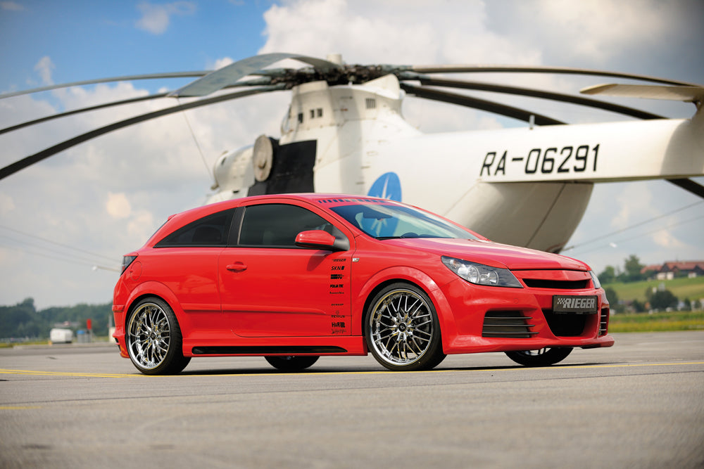 Opel Astra H Rieger Spoilerstoßstange  ABS, für Fzg. mit OPC und ohne OPC, 
inkl. Montagezubehör, Alugitter, Lüftungsschacht, Lufteinlassblende, ABE