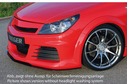 Opel Astra H Rieger Spoilerstoßstange mit kleiner Aussparung für SWRA ABS, für Fzg. mit Scheinwerferreinigungsanlage, OPC und ohne OPC, 
inkl. Montagezubehör, Alugitter, Lüftungsschacht, Lufteinlassblende, ABE