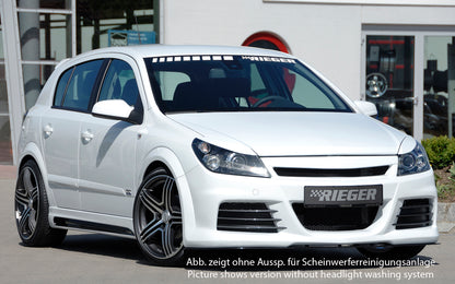 Opel Astra H Rieger Spoilerstoßstange mit großer Aussparung für SWRA ABS, für Fzg. mit OPC und ohne OPC, Scheinwerferreinigungsanlage, 
inkl. Alugitter, Montagezubehör, ABE