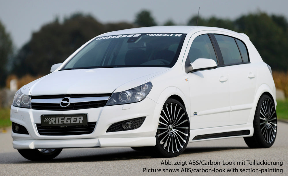 Opel Astra H Rieger Seitenschweller  links, mit Schacht, mit Ausschnitt, ABS, 
inkl. Montagezubehör, Alugitter