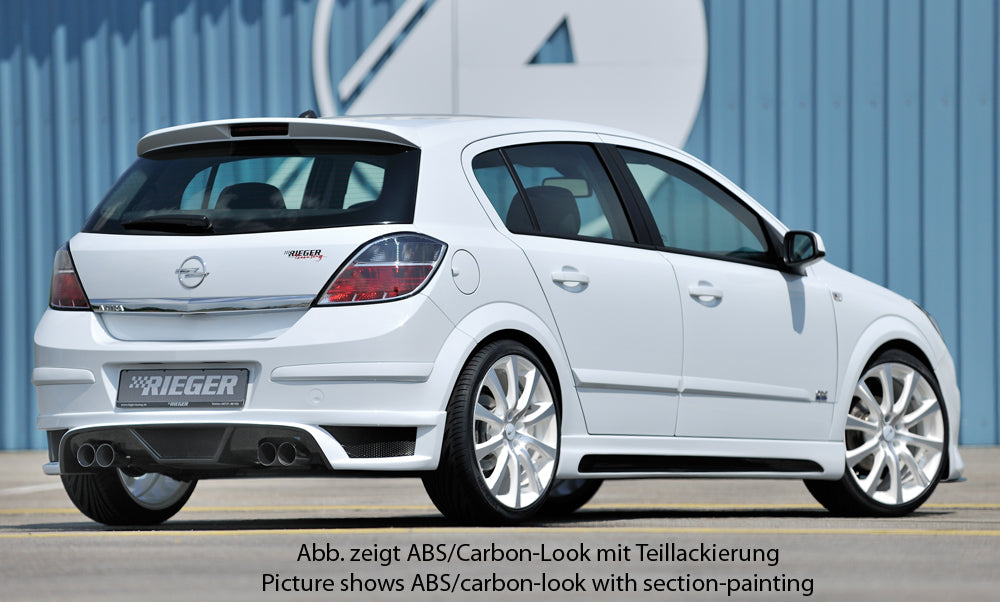 Opel Astra H Rieger Seitenschweller  links, mit Schacht, mit Ausschnitt, ABS, 
inkl. Montagezubehör, Alugitter